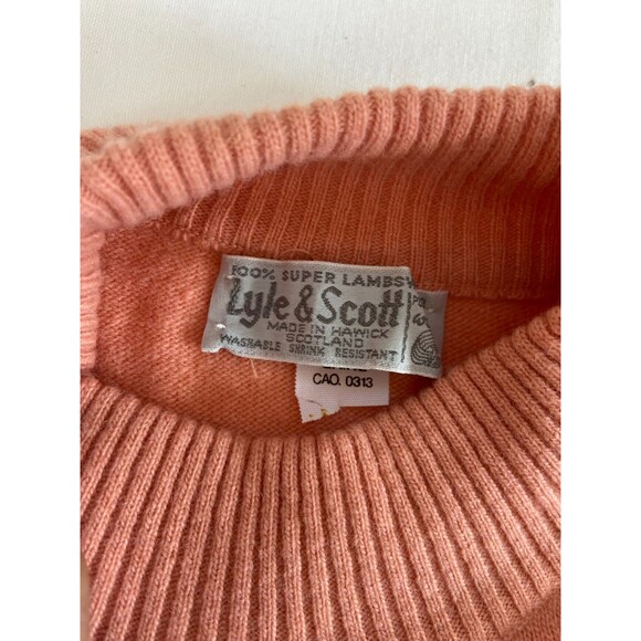 Lyle & Scott Sweater Womens Size 40 Peach Mock Neck Lambswool Made in Scotland - Picture 3 of 11